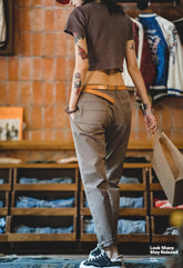 Maden American Retro Skinny Straight Tube Women's Pants Summer Tide Slim Gray Hanging Casual Pants